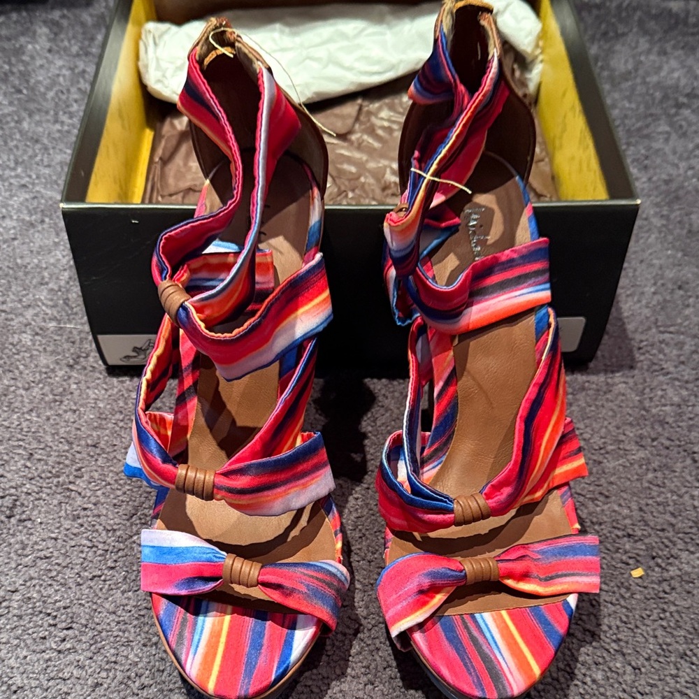 Cynthia Vincent Multicolor Striped Sandals
